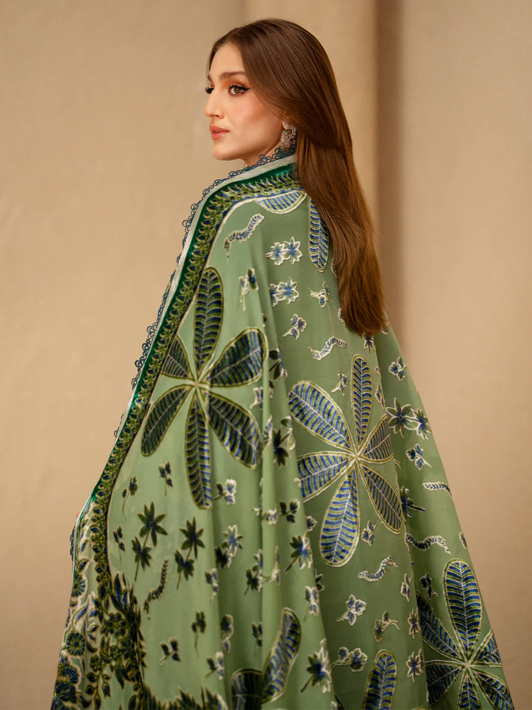 Bin Ilyas - 164-B - 3pc KOTRAI - Dupatta Detailing