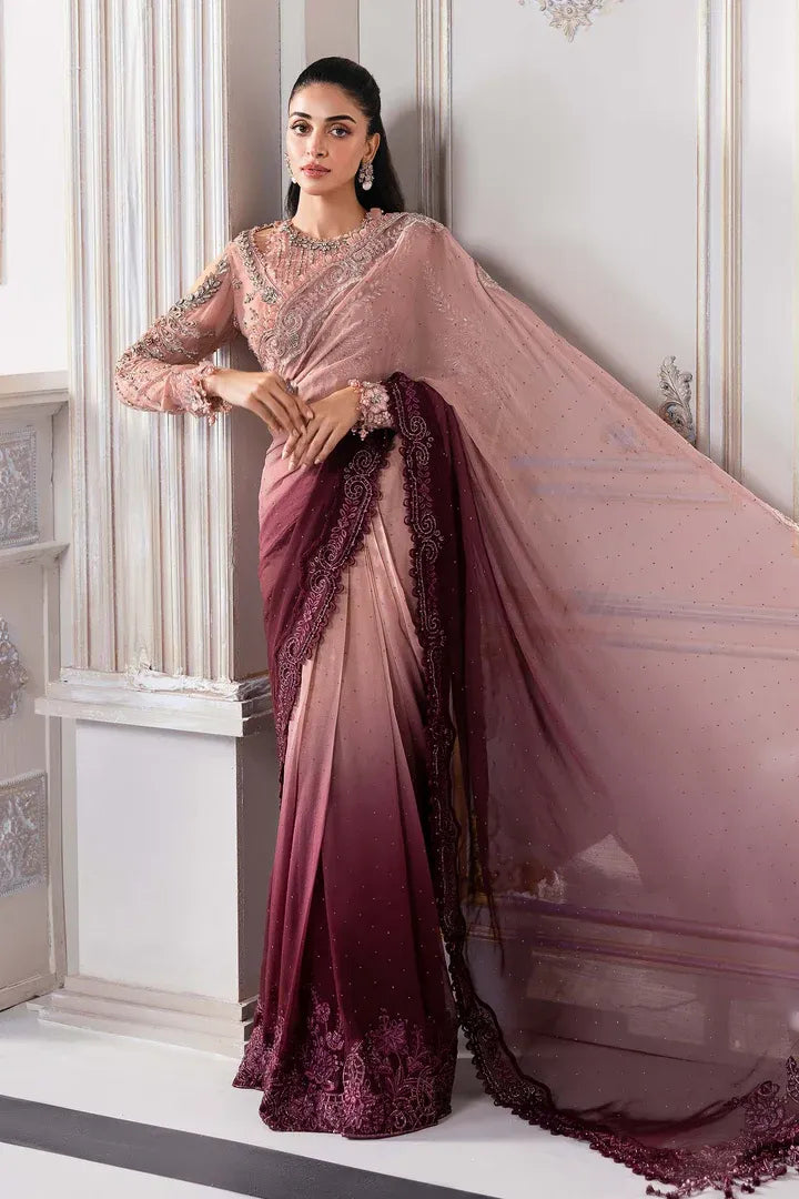 Maria.B Embroidered Chiffon Saree
