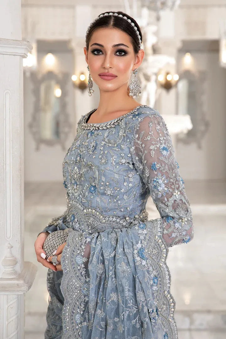 Maria B - Ice Blue Saree