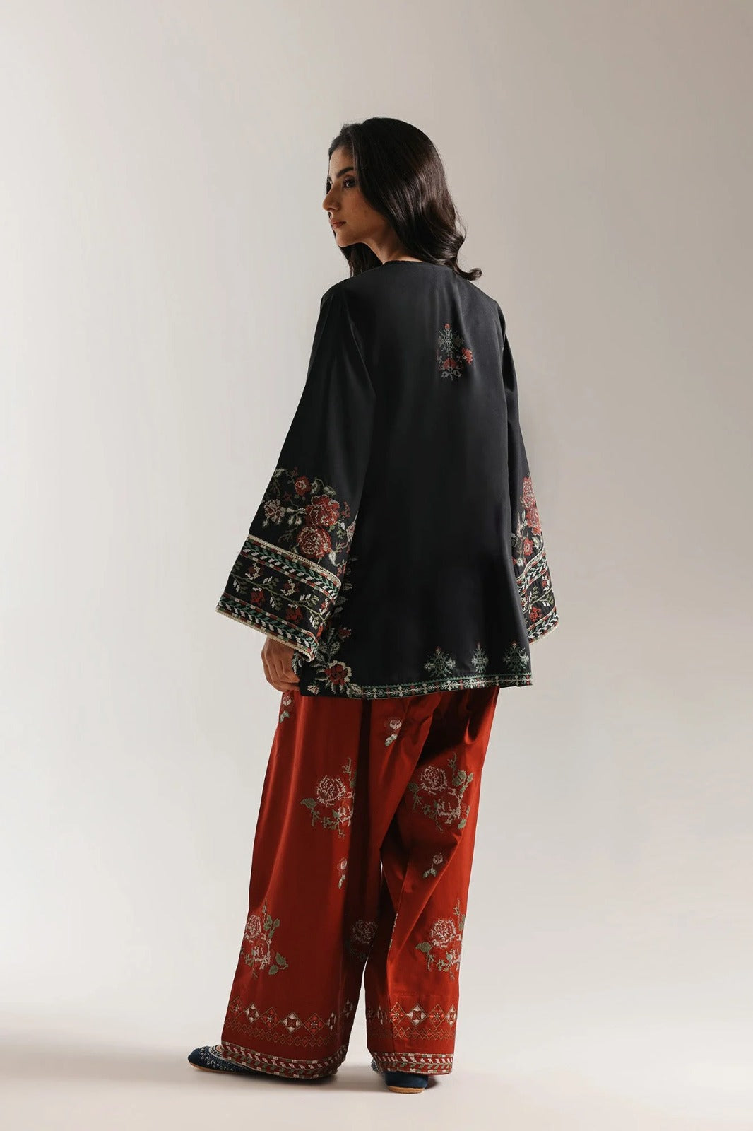 Ethnic Black and Red 2pc - Full Backside