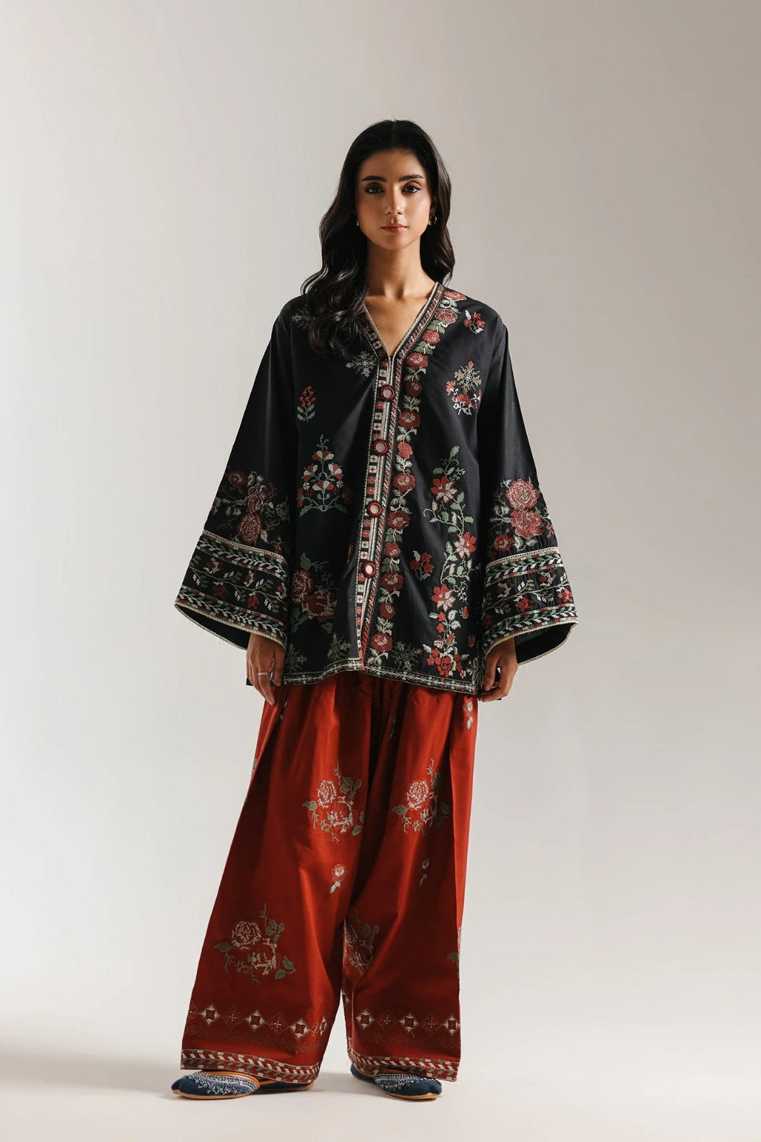 Ethnic Black and Red 2pc - full front