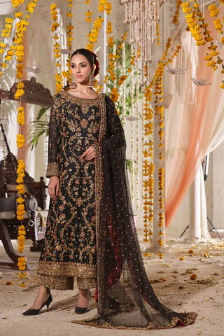 Mala - Black Cotton Net Luxury Ensemble