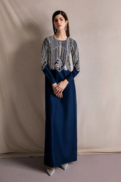 Amaya -Luxury Navy Blue Raw Silk Ensemble
