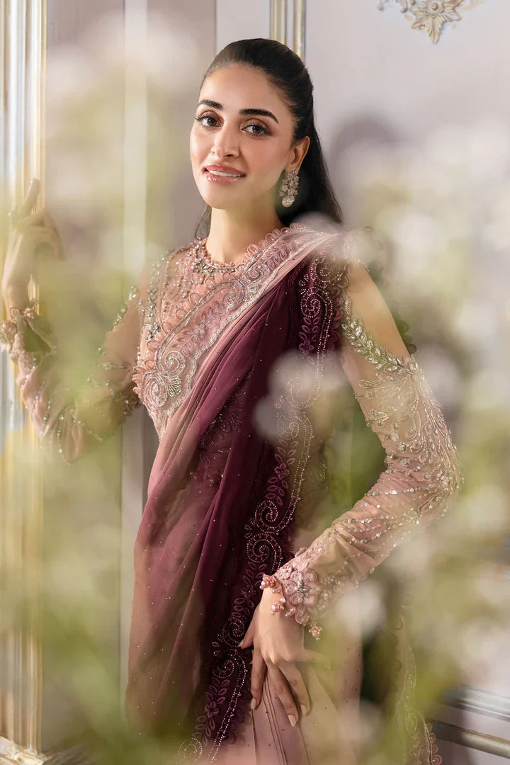 Maria B - Embroidered Chiffon Saree - BD-3001 - Closeup View