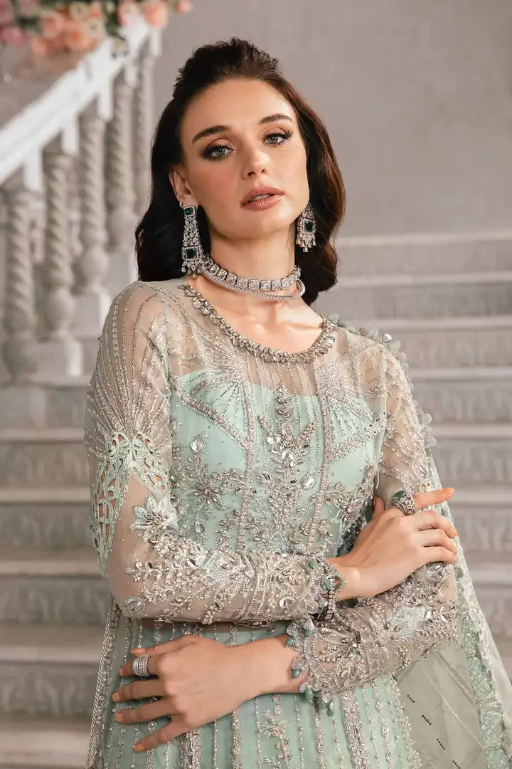 Maria B - Embroidered Suit - BD-2803 - Neckline View