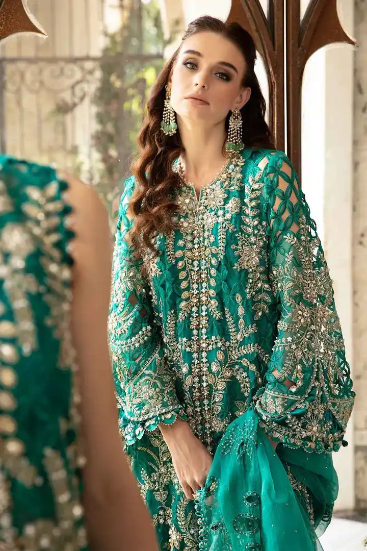 Maria B - Embroidered Suit - BD-2806 - Front Closeup View