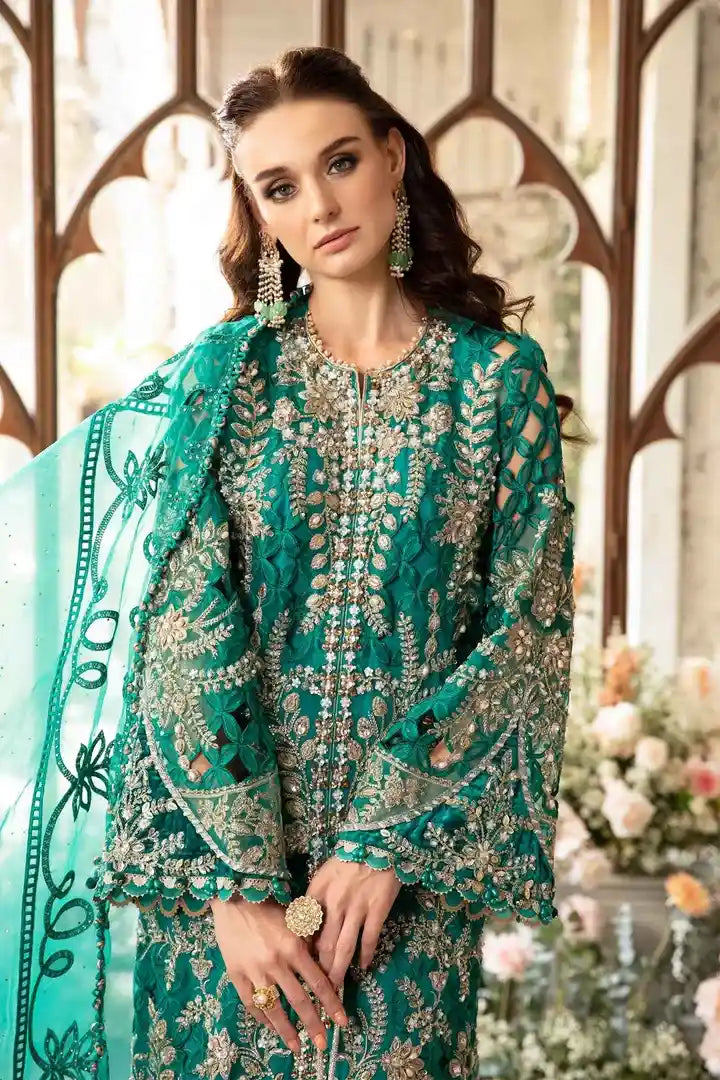 Maria B - Embroidered Suit - BD-2806 - Front Closeup View