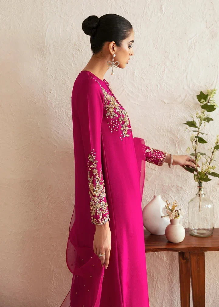 Myra - Shocking Pink Raw Silk Collection - Side View