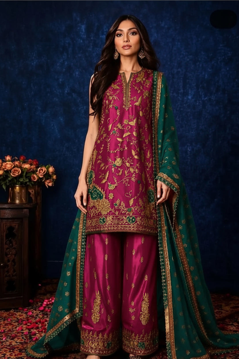 Vintage - 3pc Tassel Silk Suit
