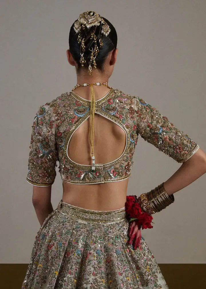 Hussain Rehar - Sawara - Ivory Lehnga - Backside