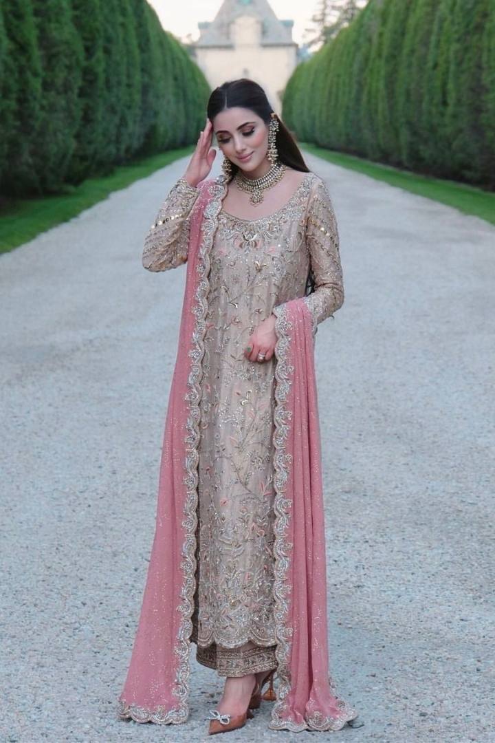 Shazia Kiyani - Luxury Tassal Silk Suit - Full Front